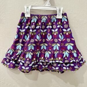 Hanna Andersson Purple Floral Corduroy Ruffle Skirt